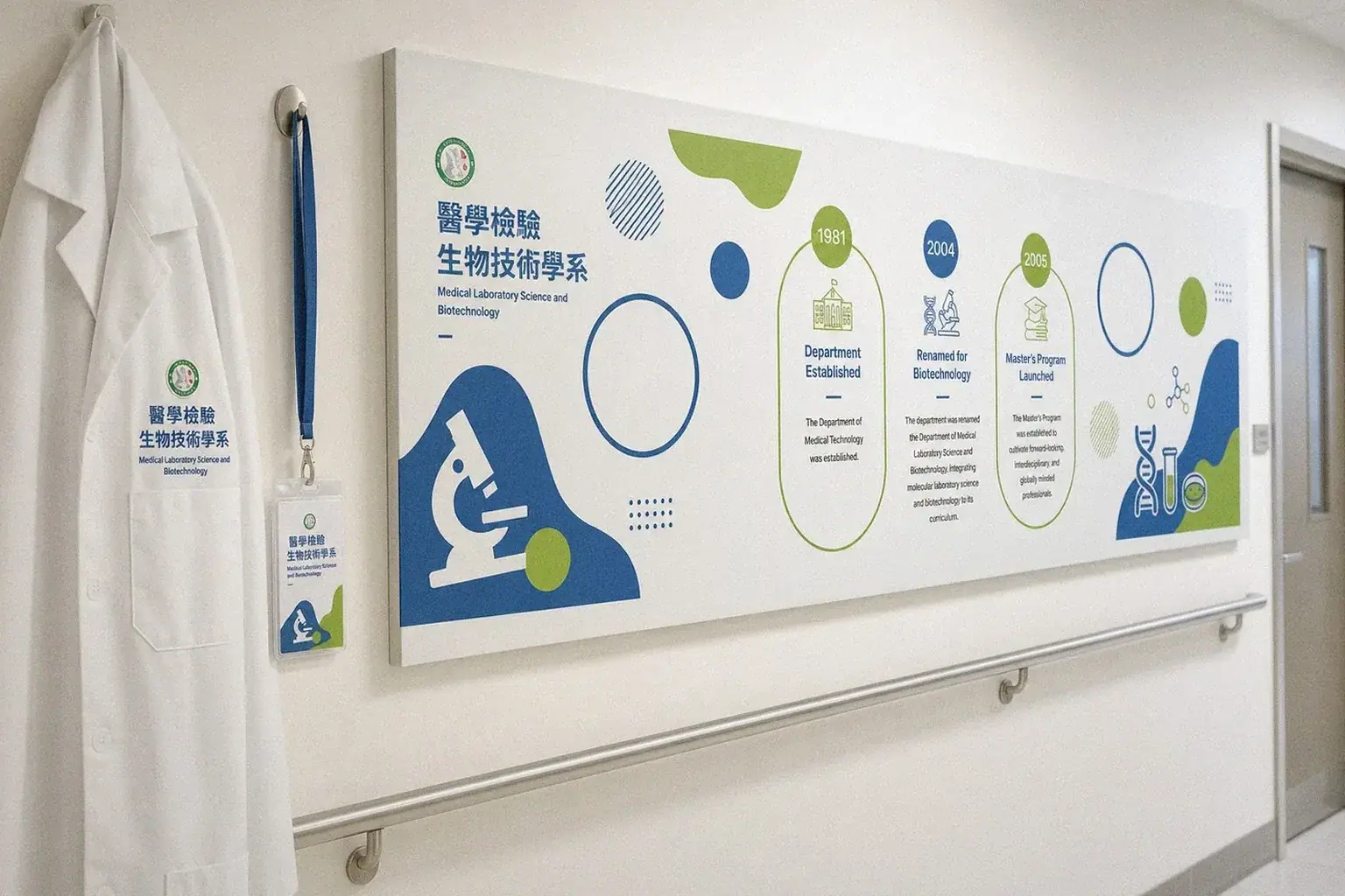 中國醫藥大學醫技系 形象牆走廊應用示意|好心地文創