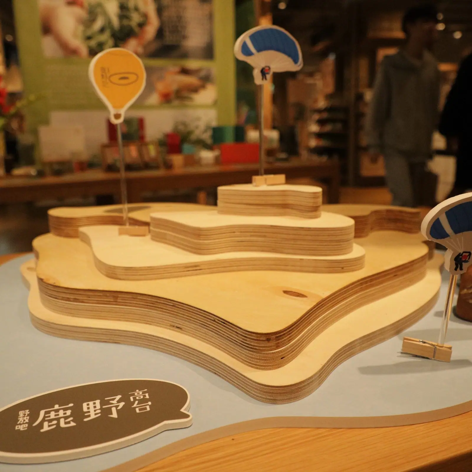 鹿野高台地景模型裝置，熱氣球與飛行傘造型標記插件