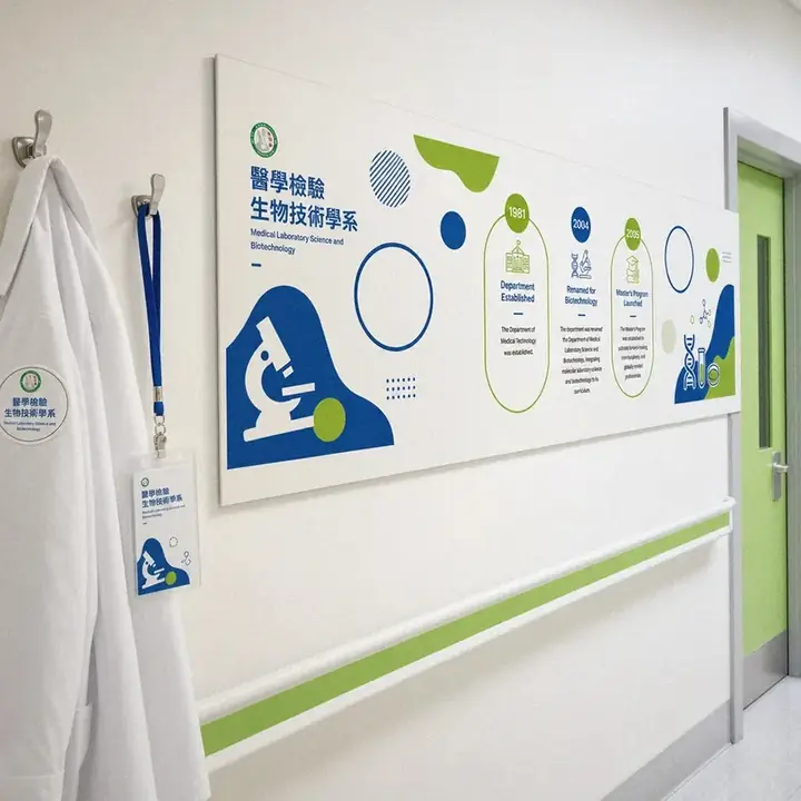 中國醫藥大學醫技系 形象牆走廊應用示意｜好心地文創