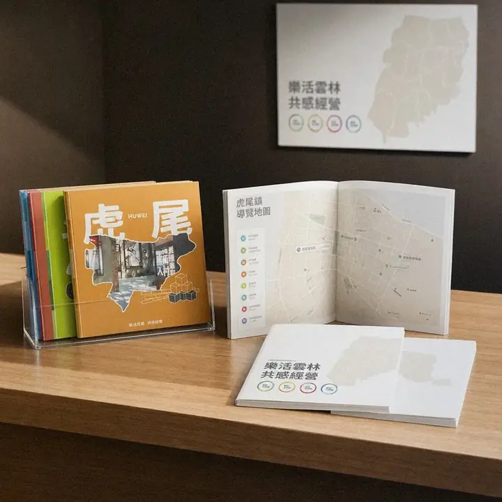 樂活雲林．雲林上場鄉鎮宣導手冊旅遊服務台陳列示意｜好心地文創